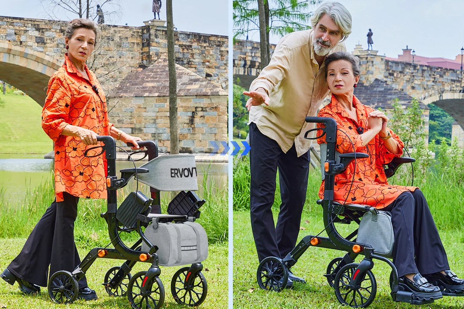 Amazon Listing Design for a 2-in-1 Rollator Transport Chair ecommerce product visual