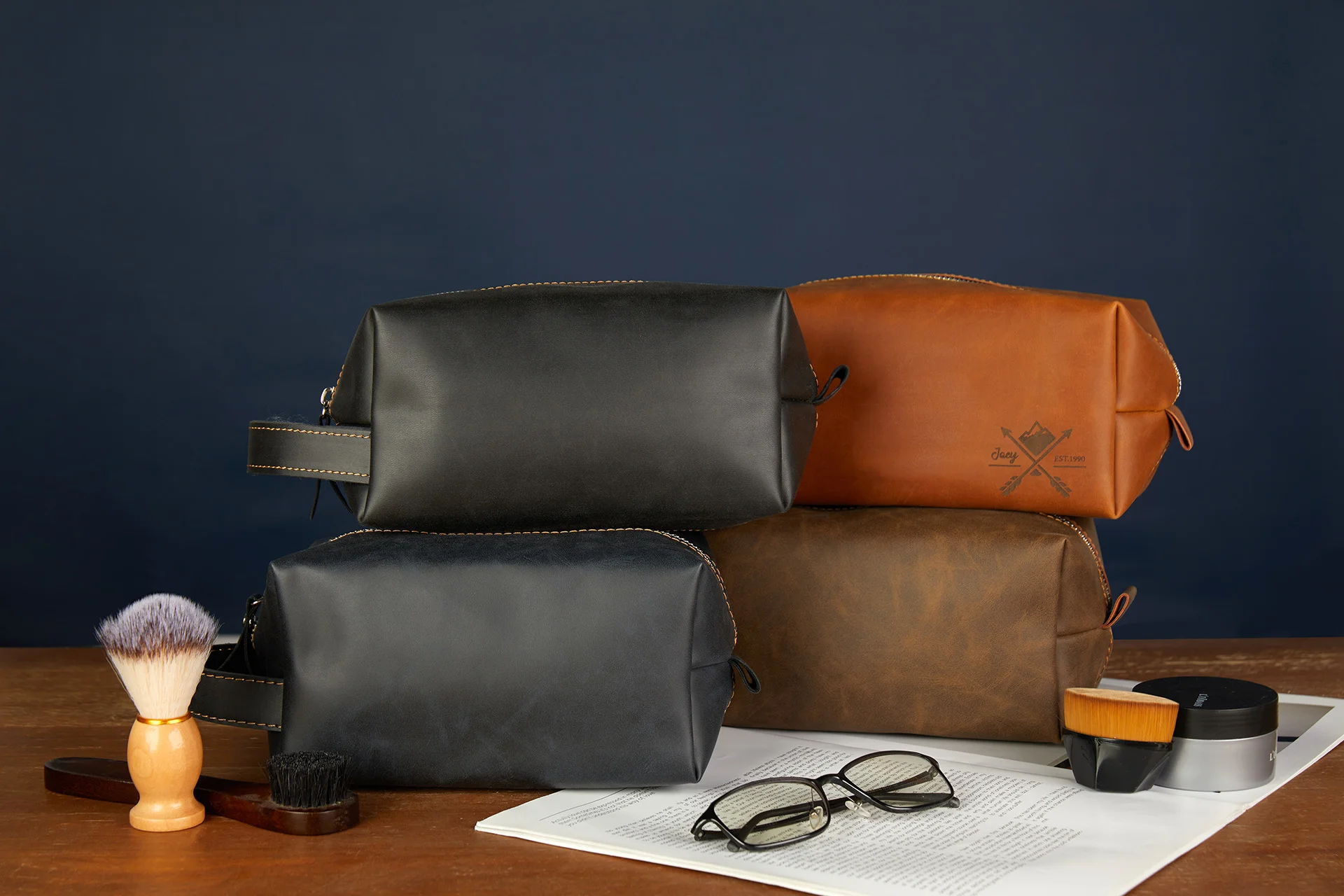 Leather Toiletry Bag Product Photography visual production example